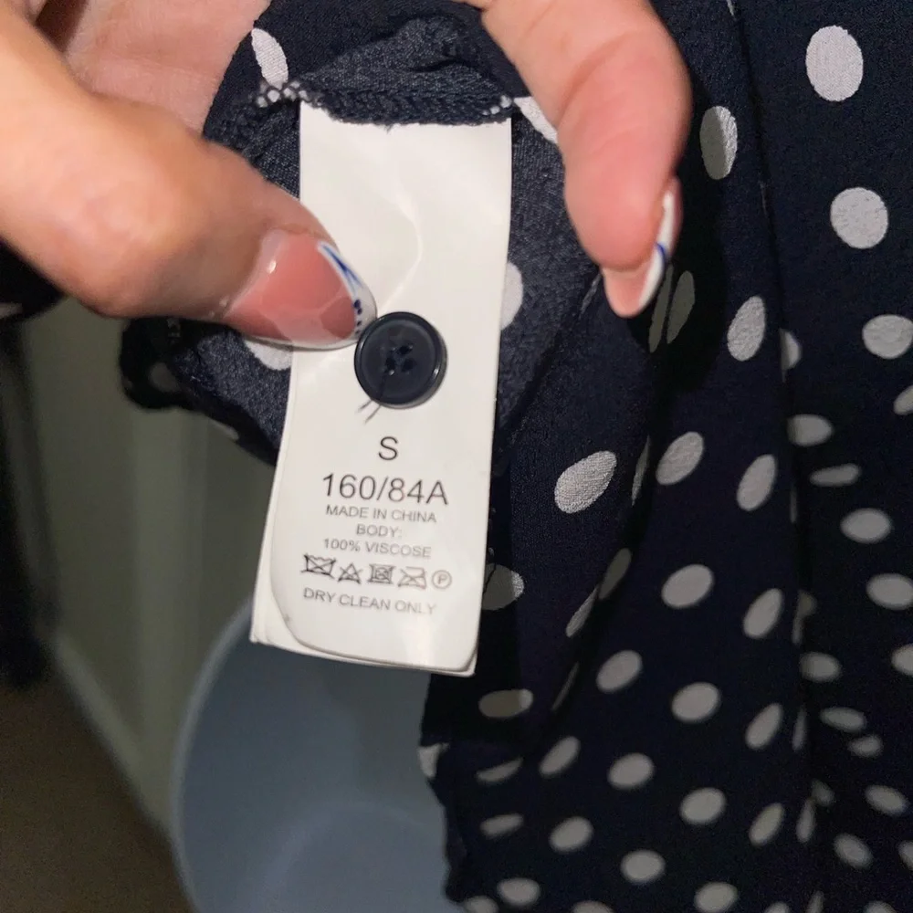 Kate Spade Navy Polka Dot Blouse Women’s Size Small Ruffle Sleeve Top